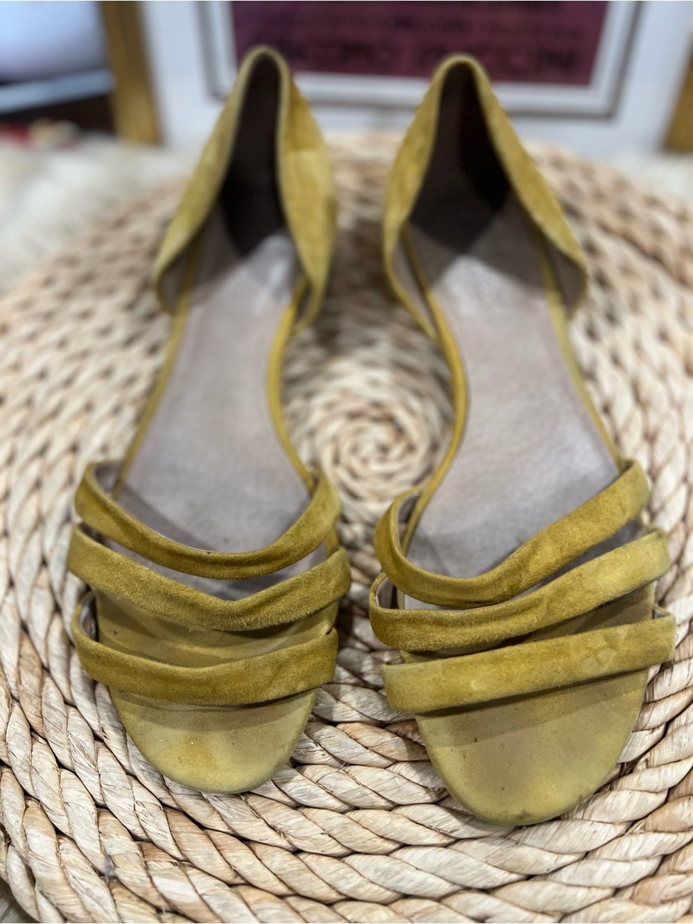 Madewell Mustard Yellow Suede D'Orsay Flat Sandals - Women